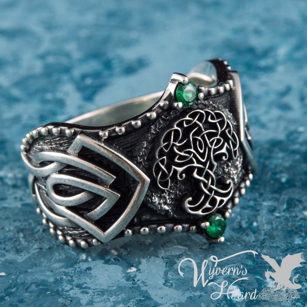 Bejeweled Yggdrasil Sterling Silver Ring