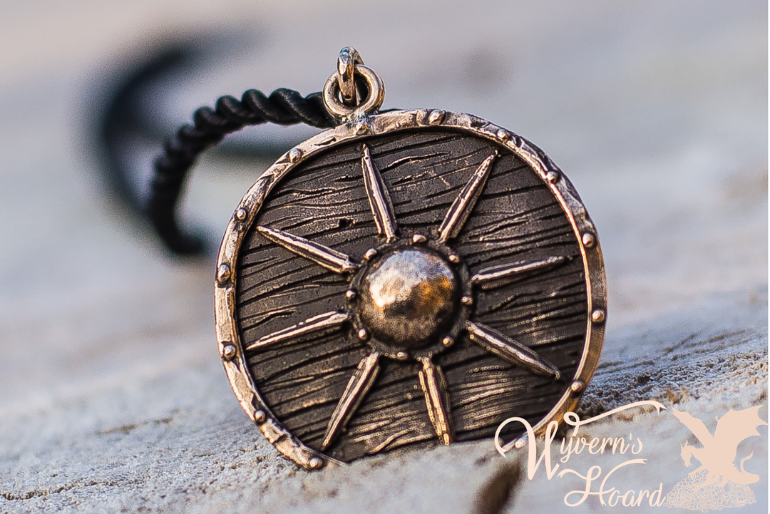 Battle Worn Viking Shield Necklace - Wyvern's Hoard