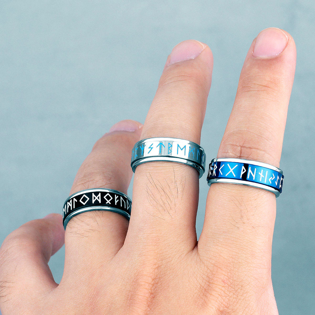 Glow in the Dark Viking Runes Spinner Rings