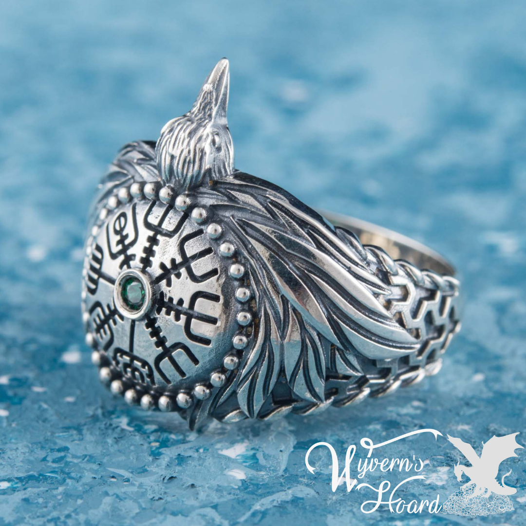 Vegvisir Raven Sterling Silver Ring