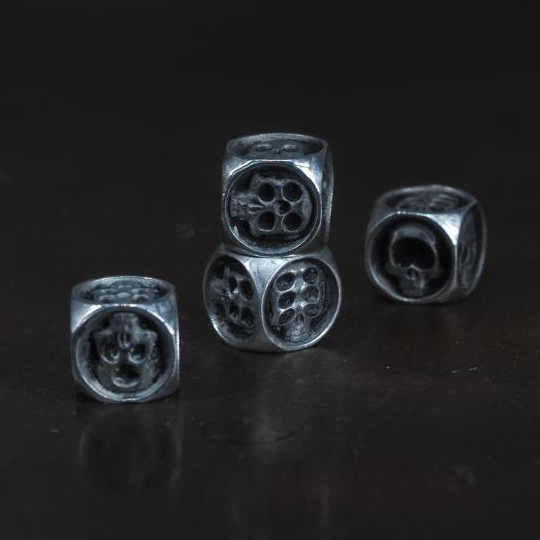 Sterling Silver Monster Skulls D6 Dice (1 Pair)