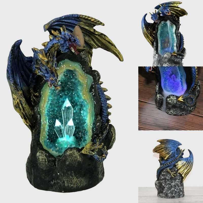 Crystal Cavern Dragon LED Backflow Incense Burner Nightlight - Wyvern's Hoard