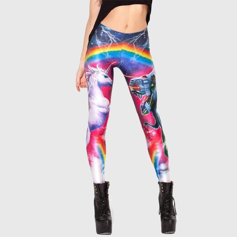 Unicorn vs Robot Rainbow Leggings - Wyvern's Hoard