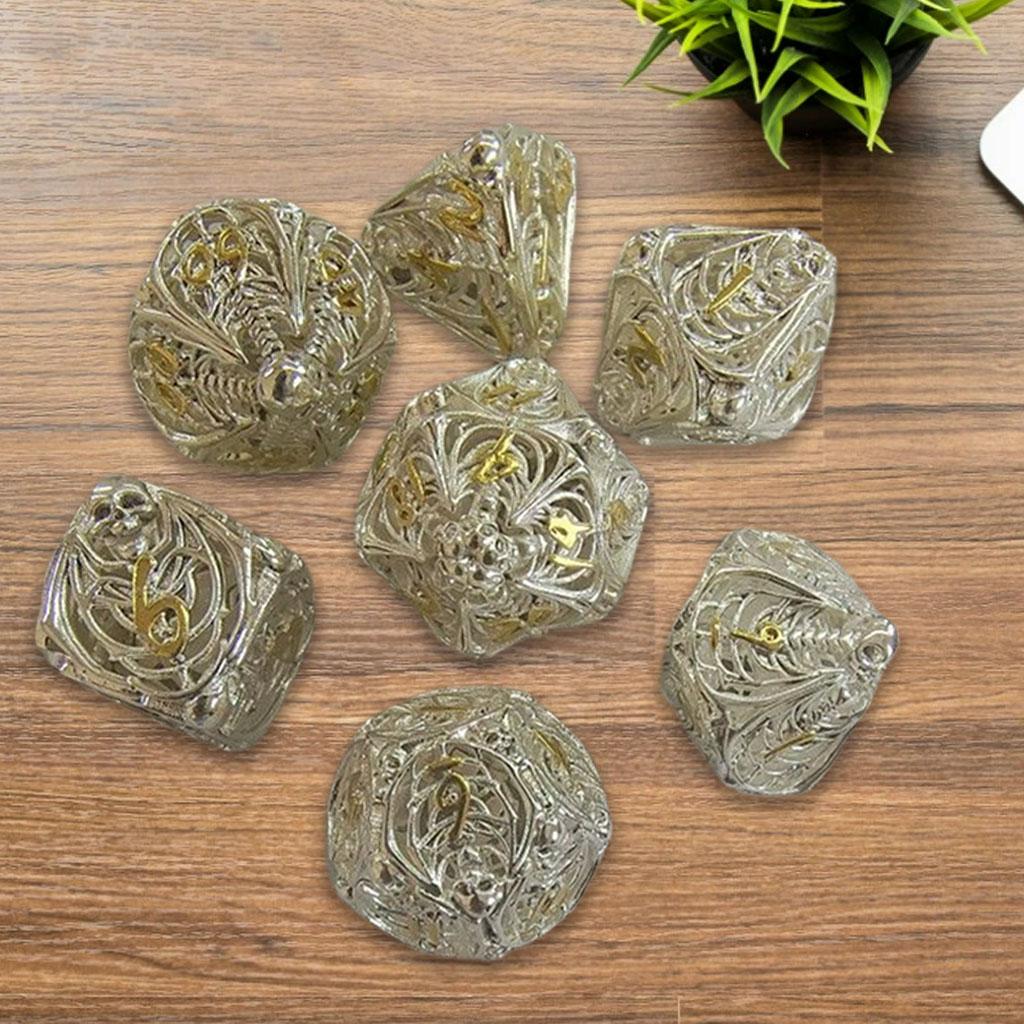 Skeletal Hollow Metal Polyhedral Dice Sets