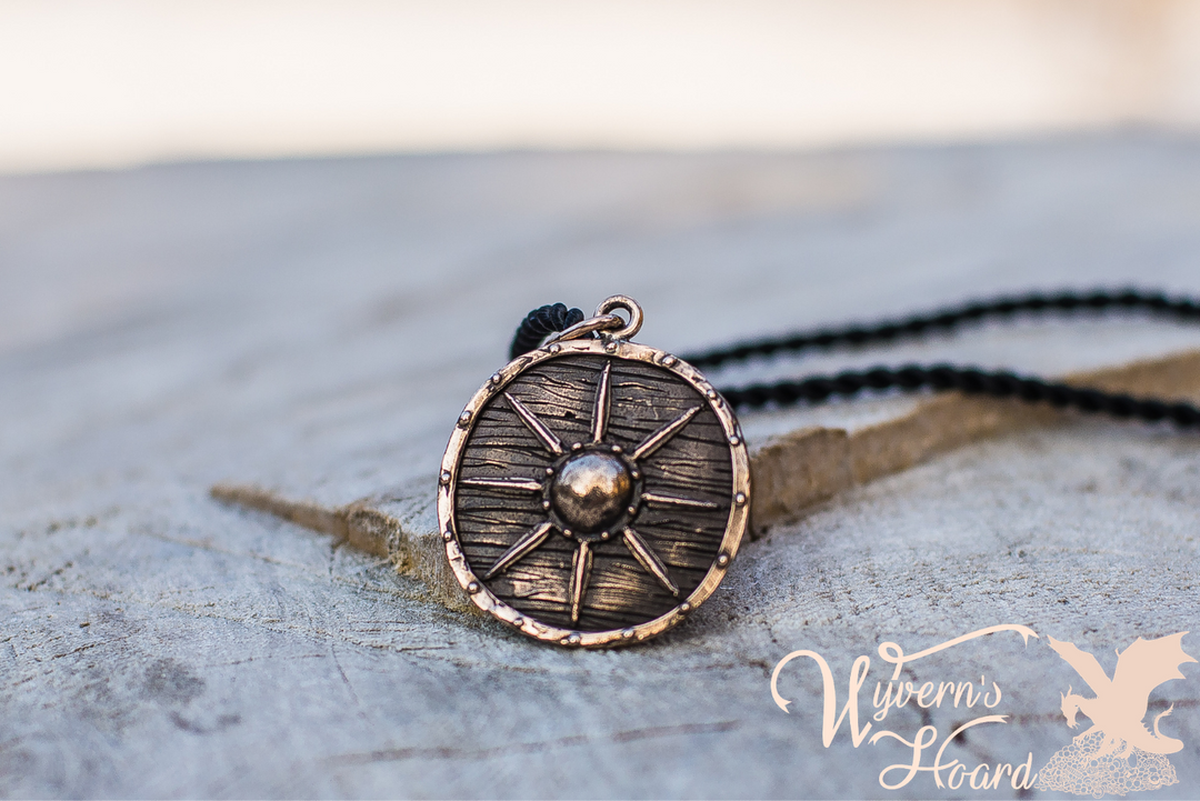 Battle Worn Viking Shield Necklace - Wyvern's Hoard