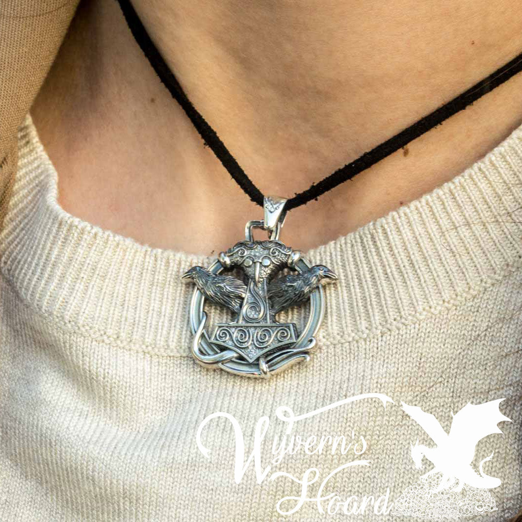 Mjölnir & Odin's Ravens Talisman Necklace
