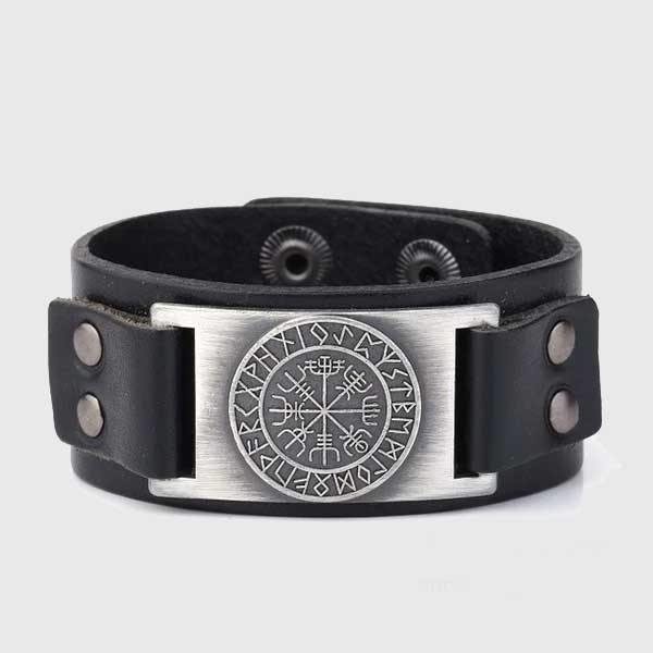 Vegvisir Leather Bracelet - Wyvern's Hoard