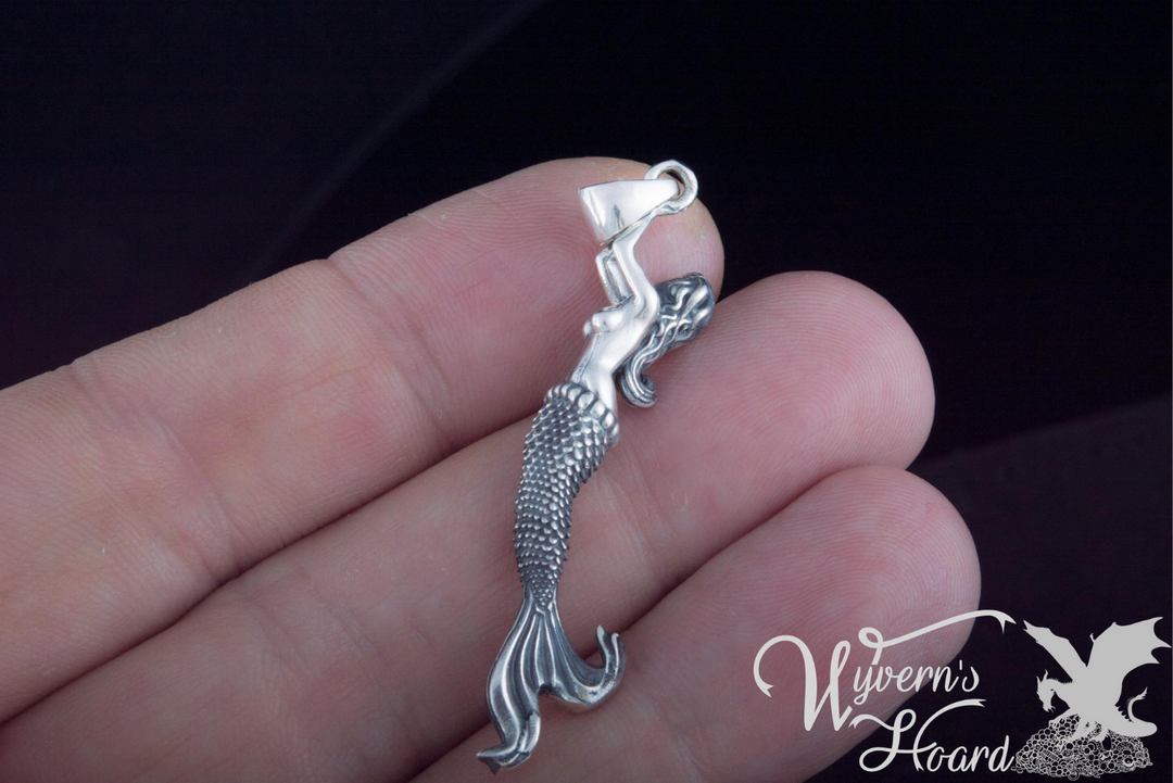Graceful Mermaid Sterling Silver Necklace - Wyvern's Hoard
