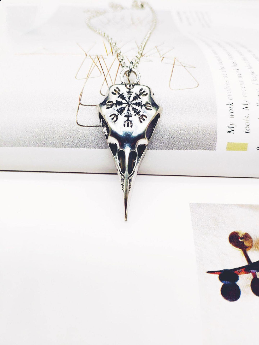 Glow in the Dark Runic Raven Amulet Necklace - Wyvern's Hoard