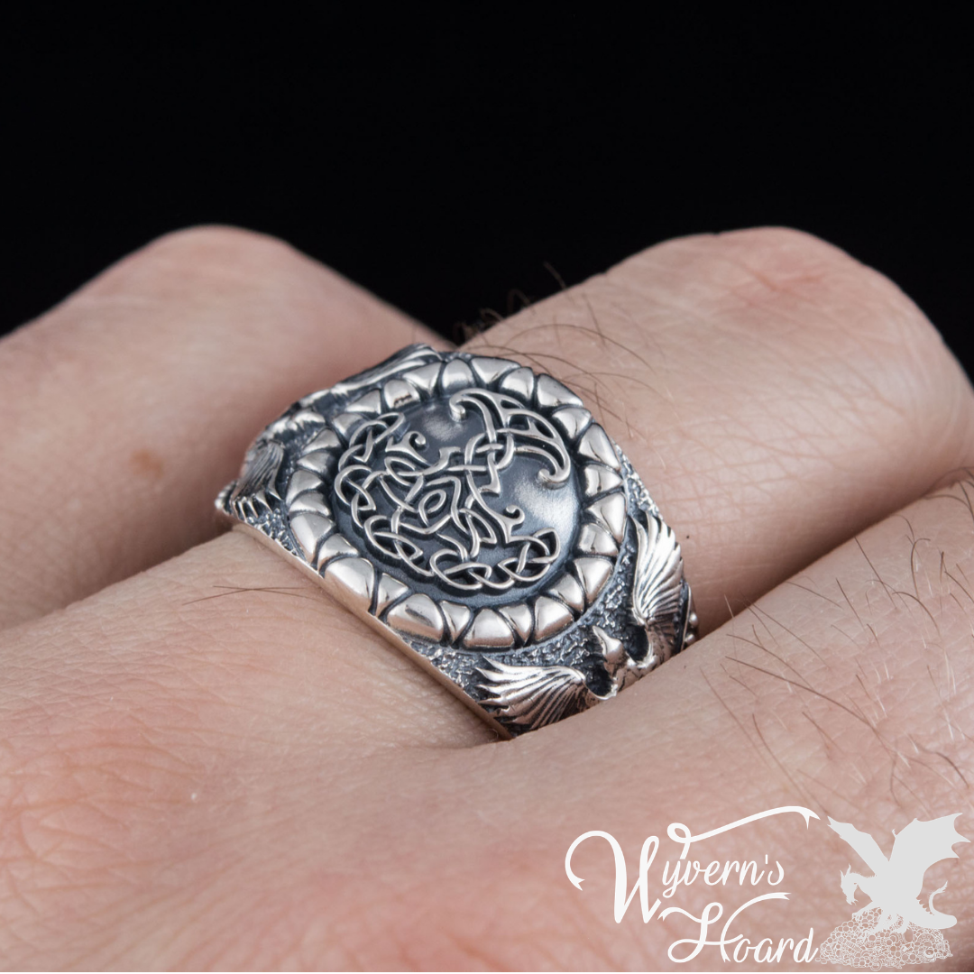 Magnificent Yggdrasil with Odin's Ravens Ring