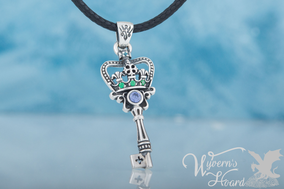 Bejeweled Crown Key Necklace