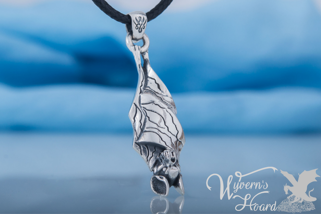 Roosting Vampire Bat Sterling Silver Necklace - Wyvern's Hoard