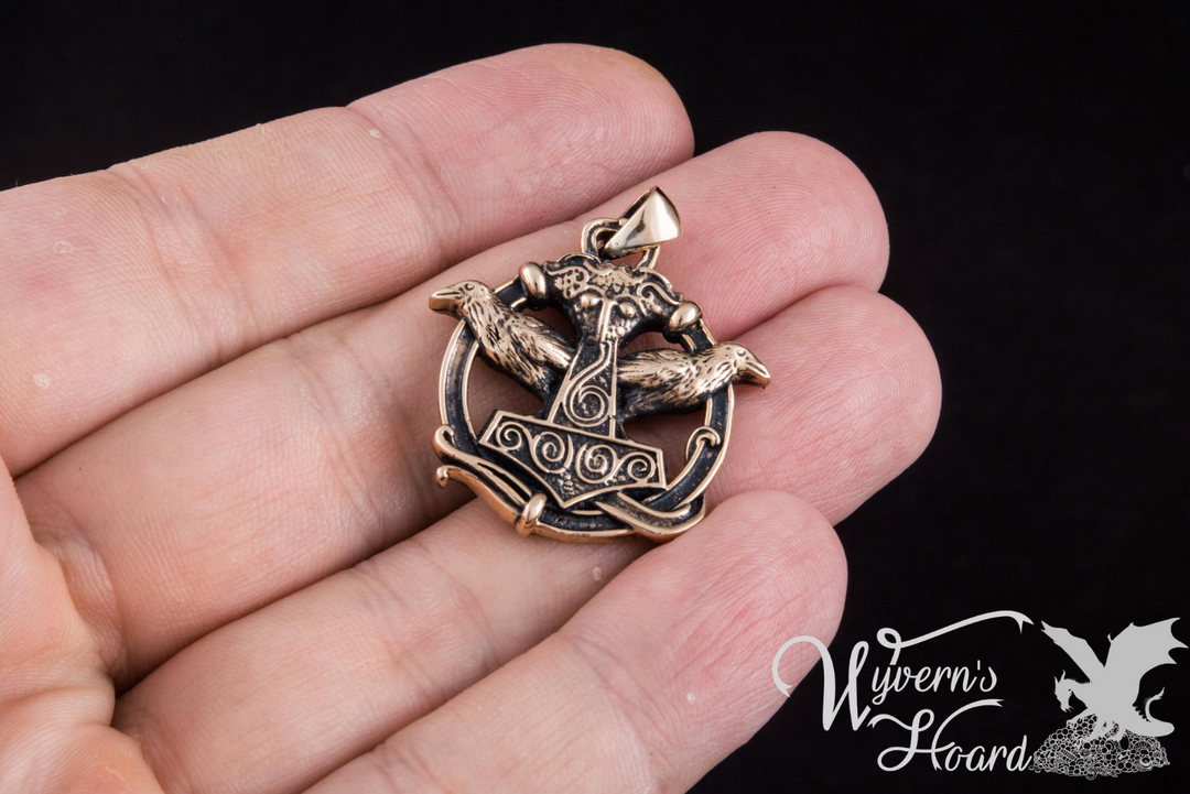 Mjölnir & Odin's Ravens Talisman Necklace