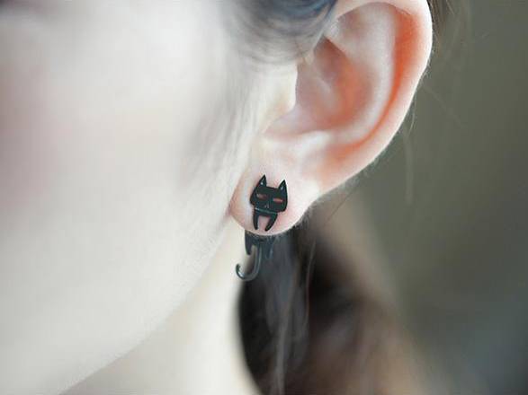 Hangry Cat & Fish Mismatched Earrings