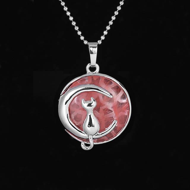 The Cat In The Moon Gemstone Necklace