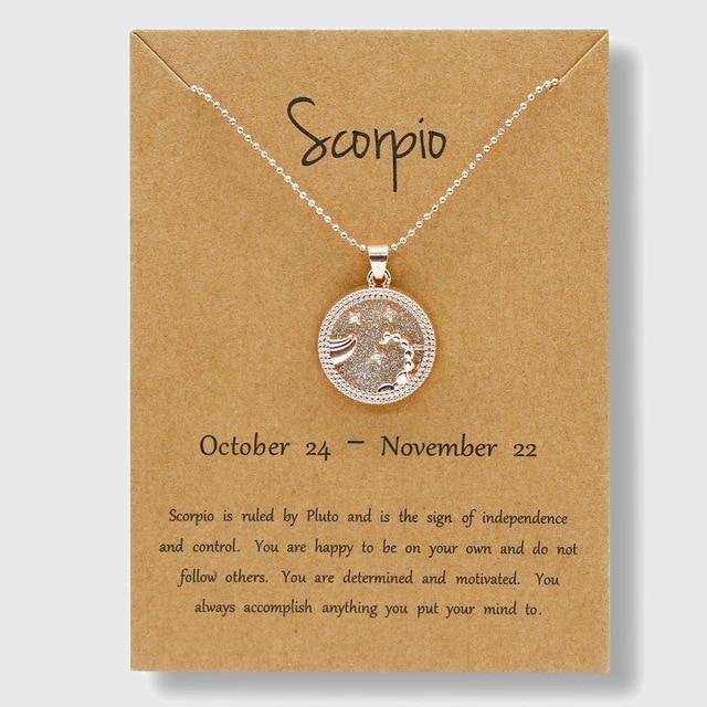 Zodiac Horoscope Rose Gold Necklace