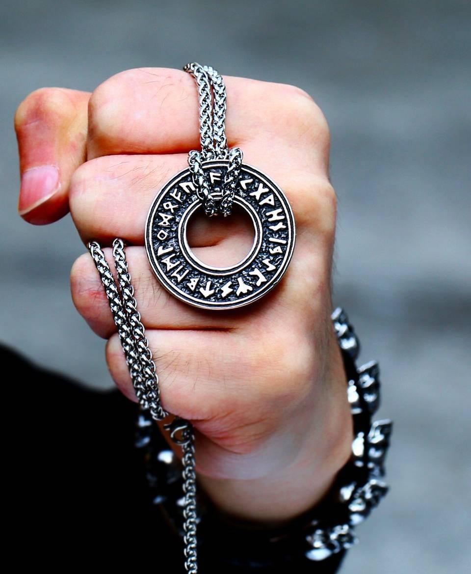 Elder Futhark Rune Circle Necklace - Wyvern's Hoard