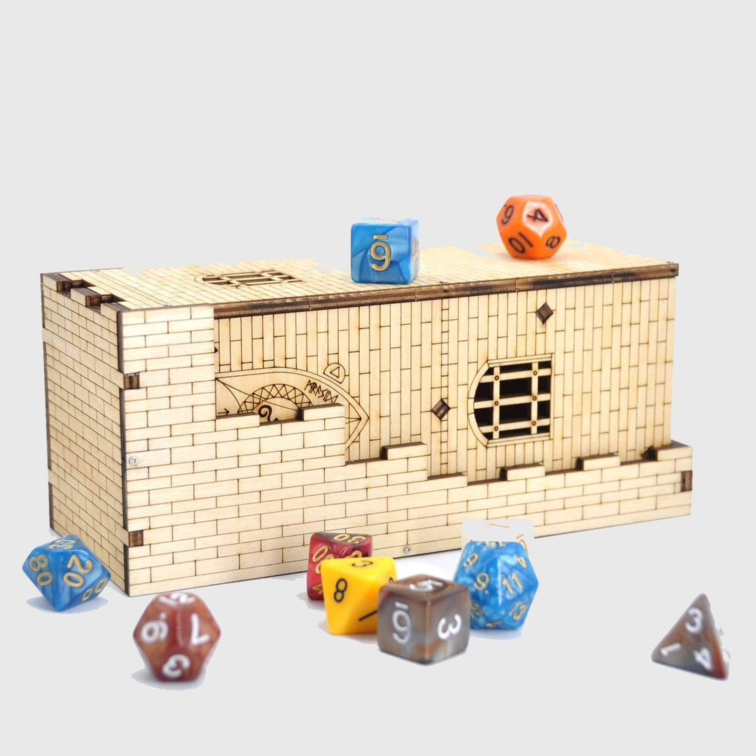 Wood Castle Dice Tower & Tray - Wyvern's Hoard