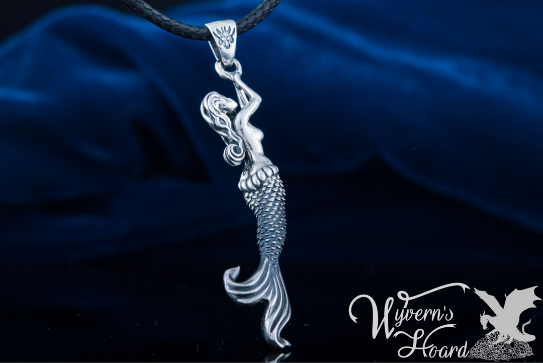 Graceful Mermaid Sterling Silver Necklace - Wyvern's Hoard