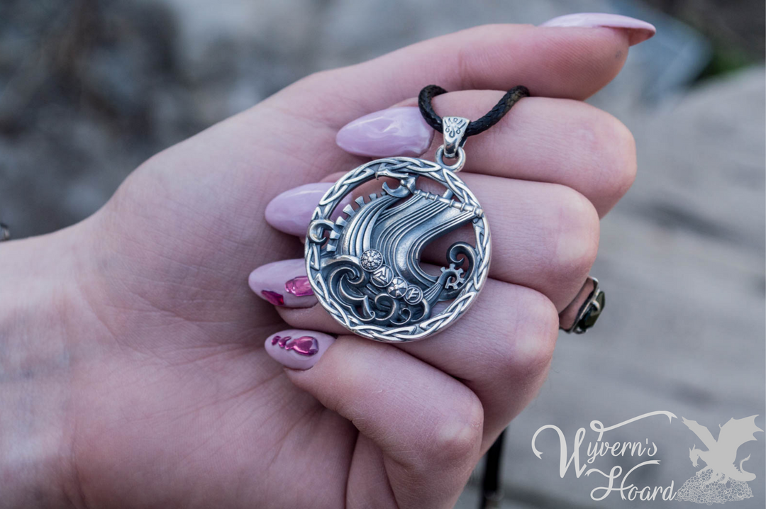 Viking Longship Sterling Silver Necklace - Wyvern's Hoard