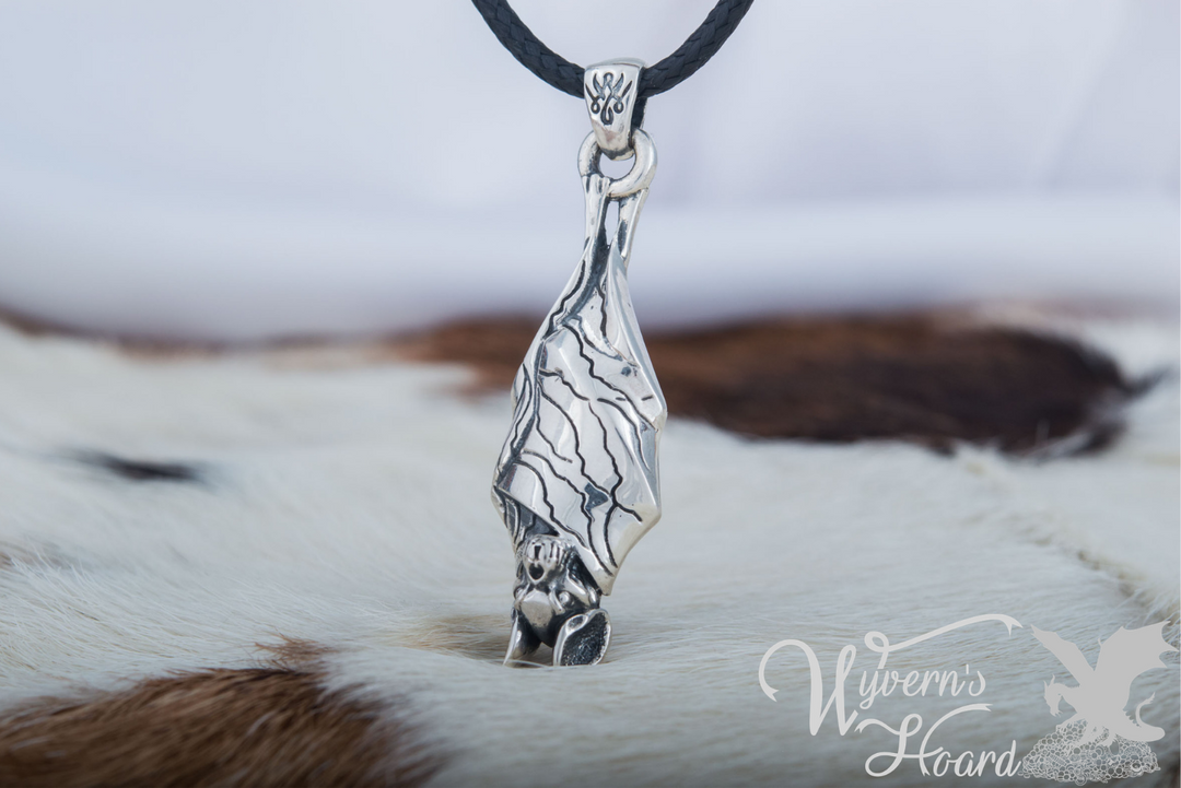 Roosting Vampire Bat Sterling Silver Necklace - Wyvern's Hoard