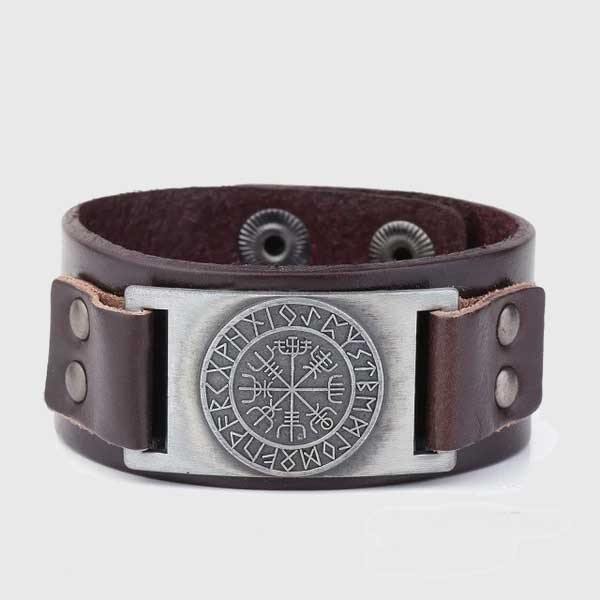 Vegvisir Leather Bracelet - Wyvern's Hoard