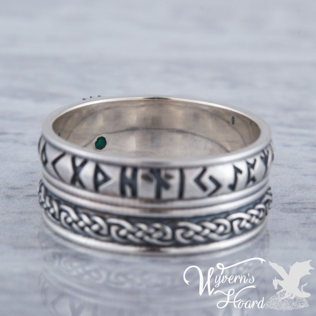 Helm of Awe with Elder Futhark Runes Ring