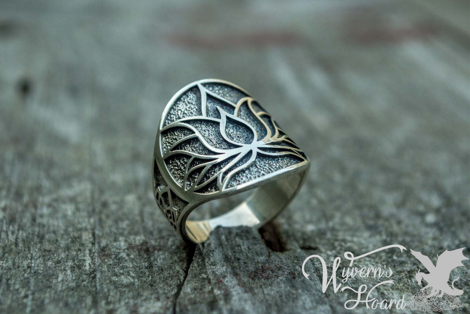 Sacred Lotus Sterling Silver Ring - Wyvern's Hoard