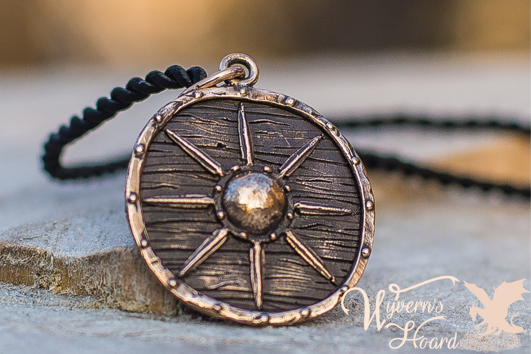 Battle Worn Viking Shield Necklace - Wyvern's Hoard
