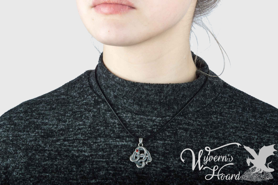 Slithering Snake Elder Futhark Rune Circle Necklace