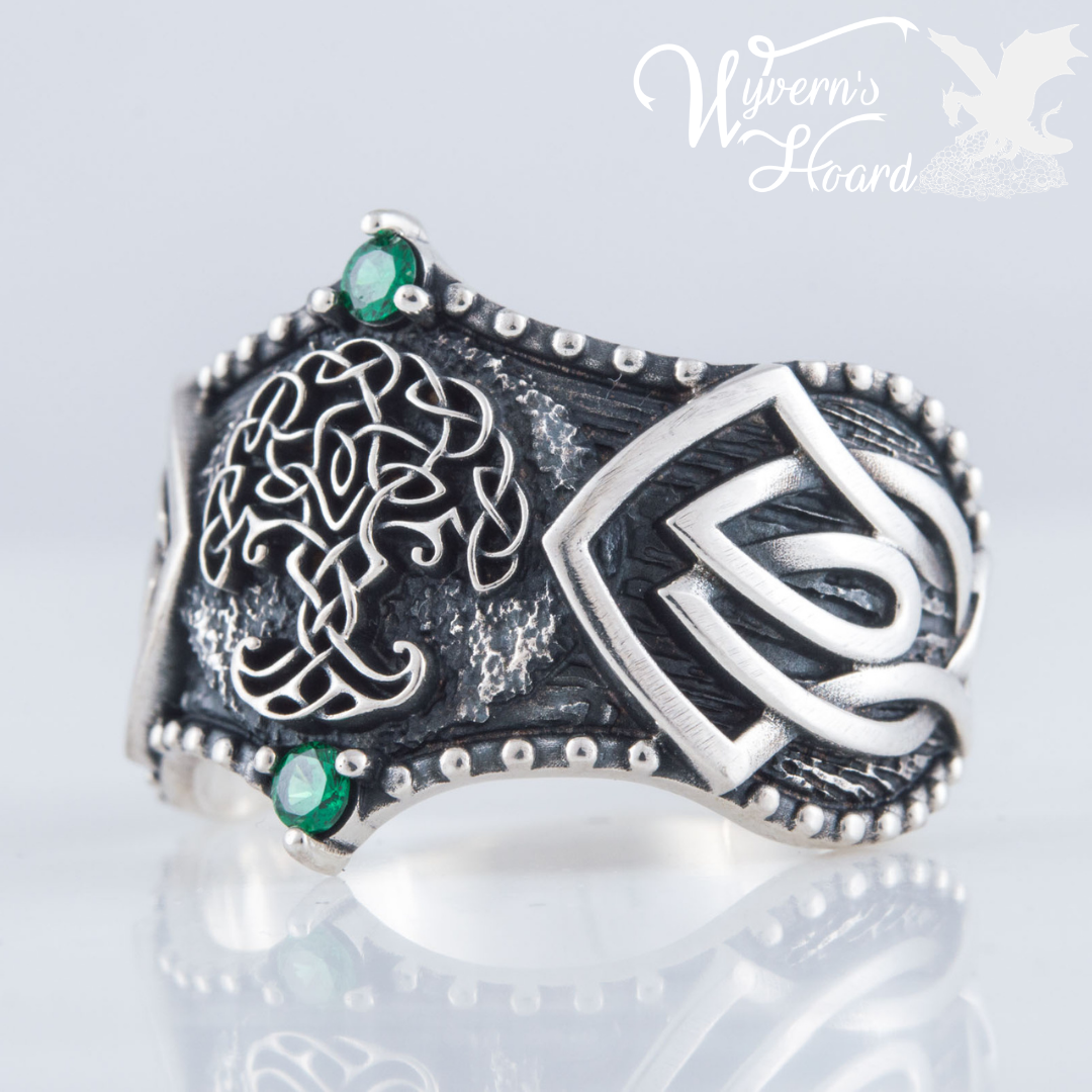Bejeweled Yggdrasil Sterling Silver Ring