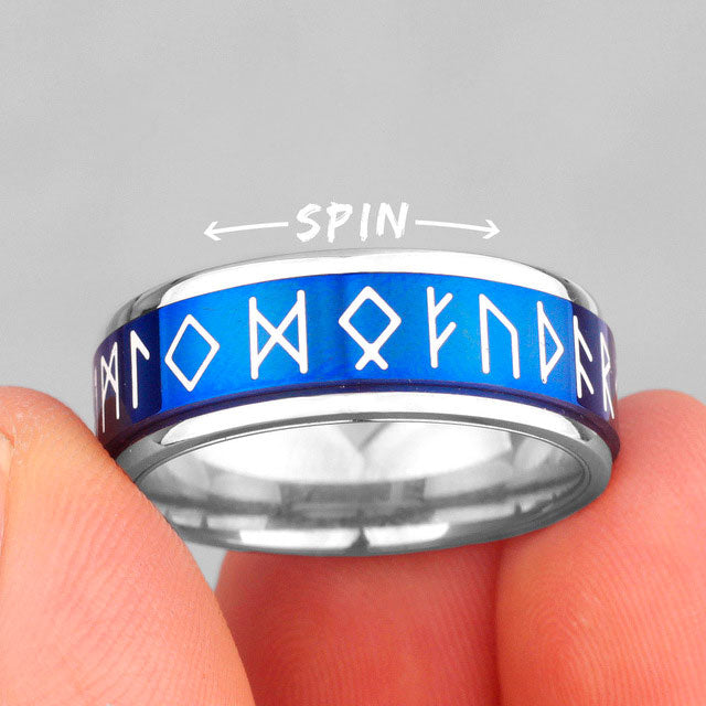 Glow in the Dark Viking Runes Spinner Rings
