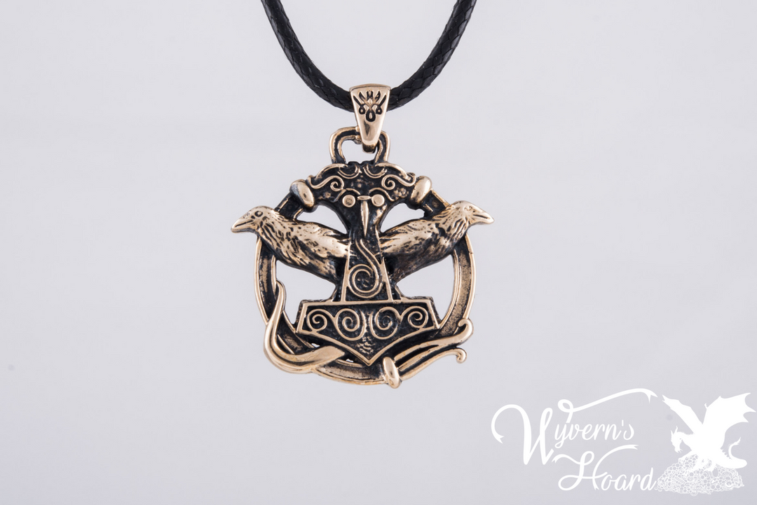 Mjölnir & Odin's Ravens Talisman Necklace