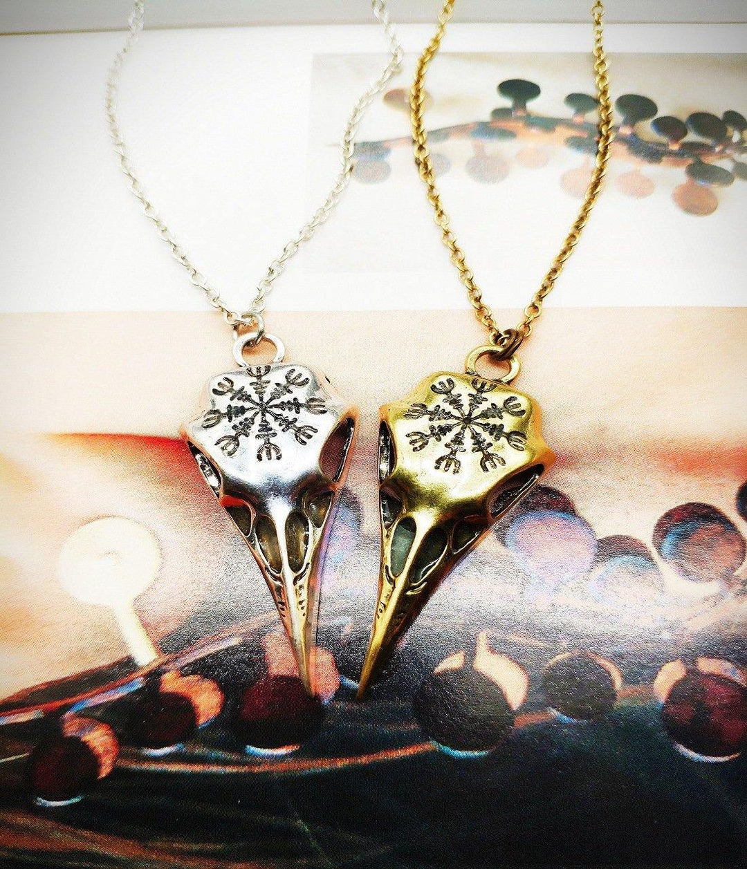 Glow in the Dark Runic Raven Amulet Necklace - Wyvern's Hoard