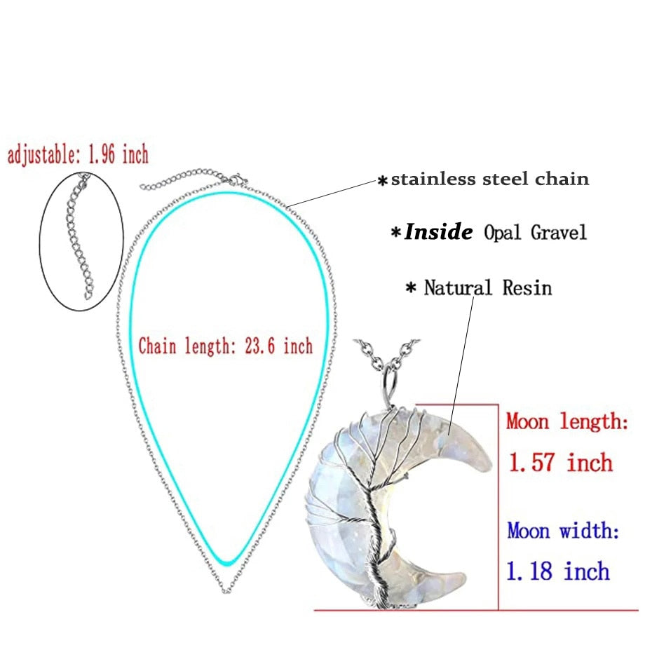 7 Chakras Tree of Life Rainbow Gemstones Necklace