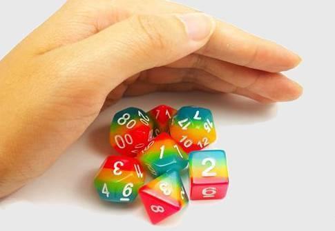 Glow In The Dark Rainbow Candy Polyhedral Dice Set - Wyvern's Hoard