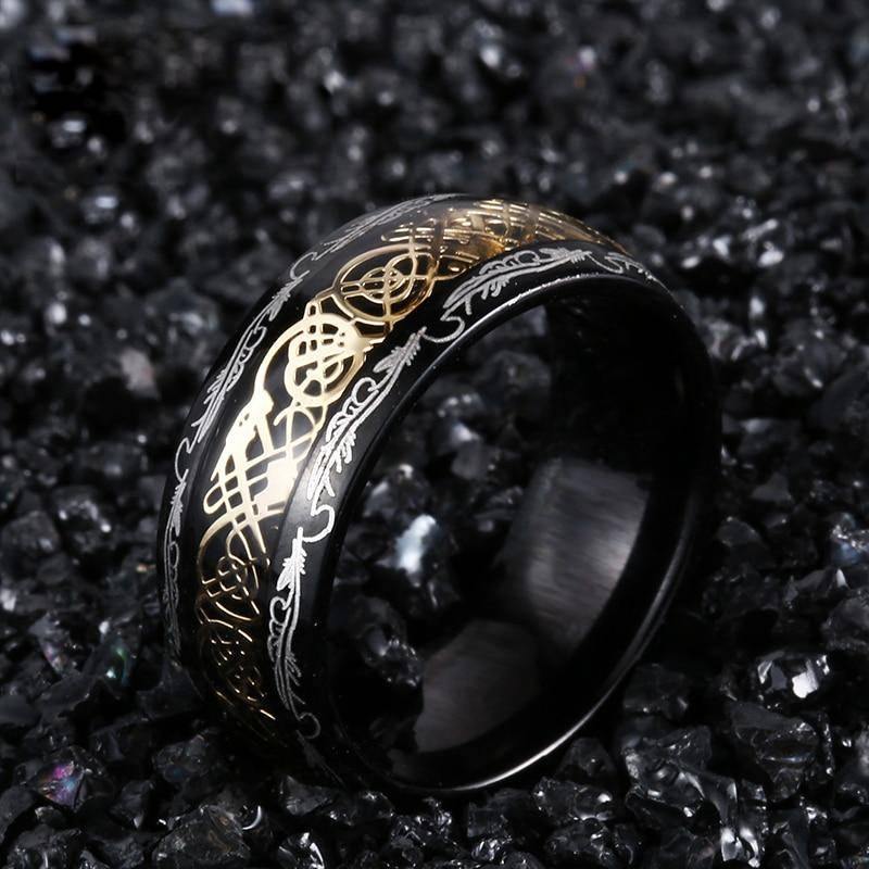 Gilded Celtic Dragon Ring - Wyvern's Hoard