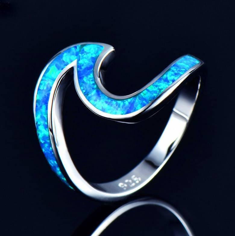 Graceful Wave Fire Opal Ring - Wyvern's Hoard