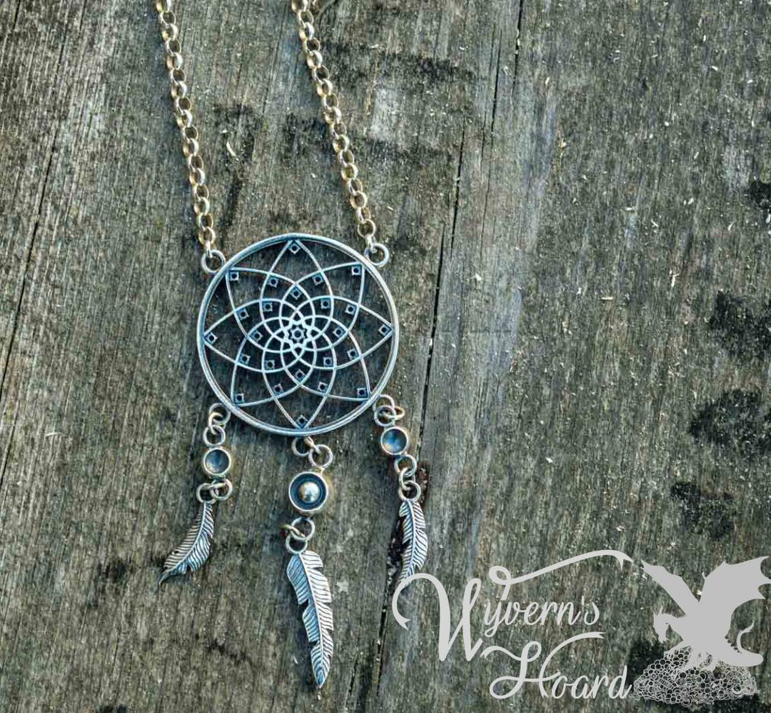 Bejeweled Dreamcatcher Sterling Silver Necklace