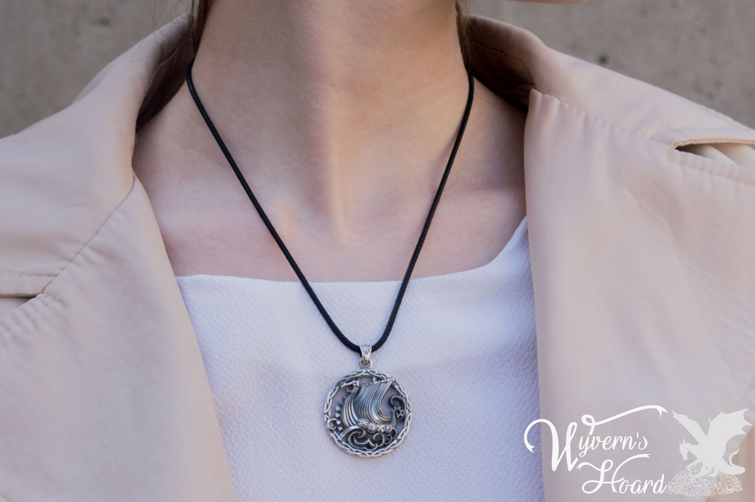Viking Longship Sterling Silver Necklace - Wyvern's Hoard