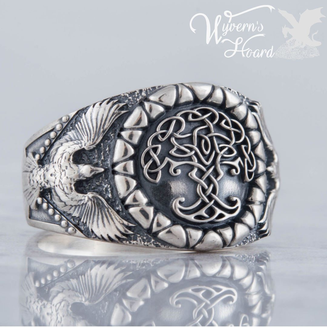 Magnificent Yggdrasil with Odin's Ravens Ring
