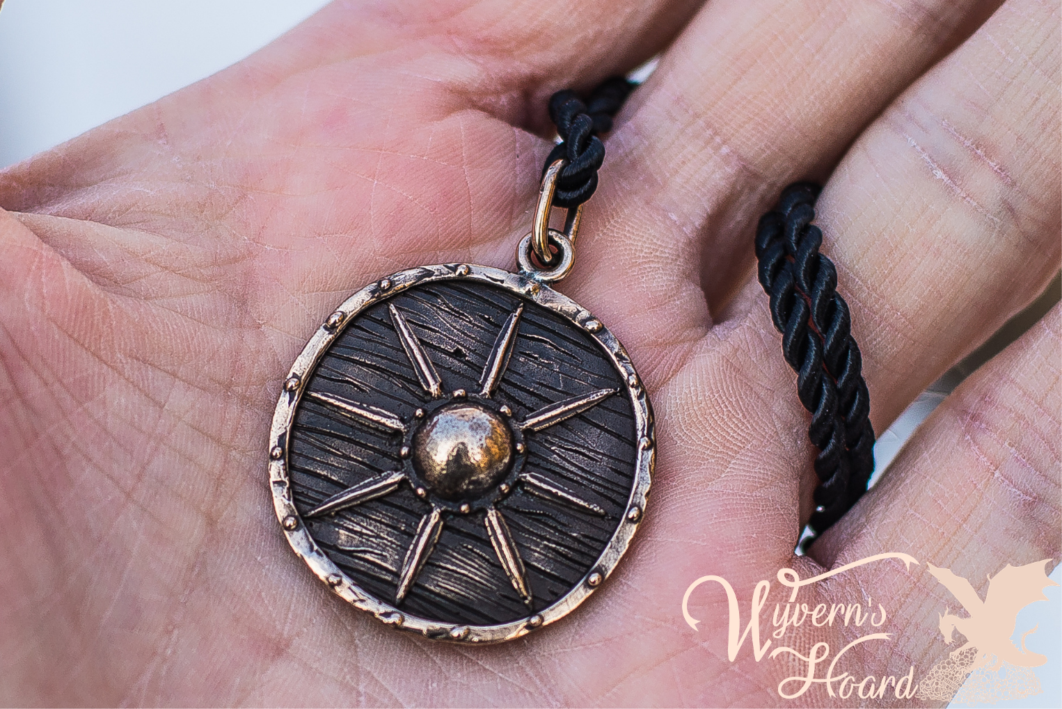 Battle Worn Viking Shield Necklace - Wyvern's Hoard