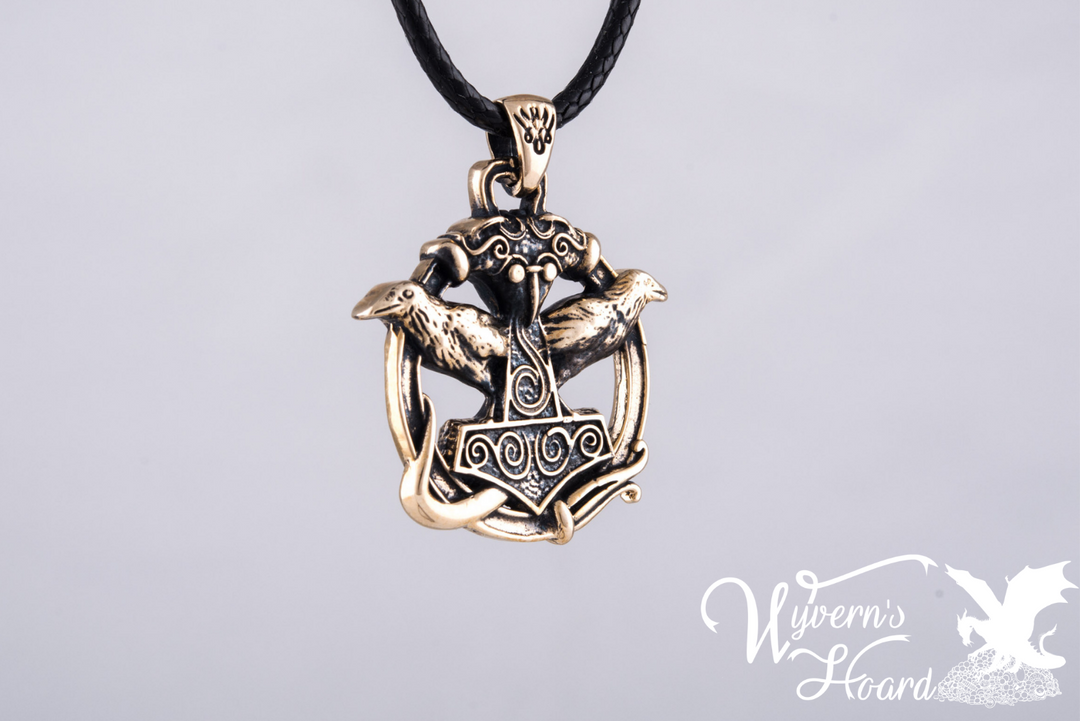 Mjölnir & Odin's Ravens Talisman Necklace