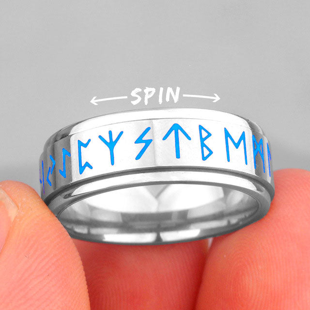 Glow in the Dark Viking Runes Spinner Rings