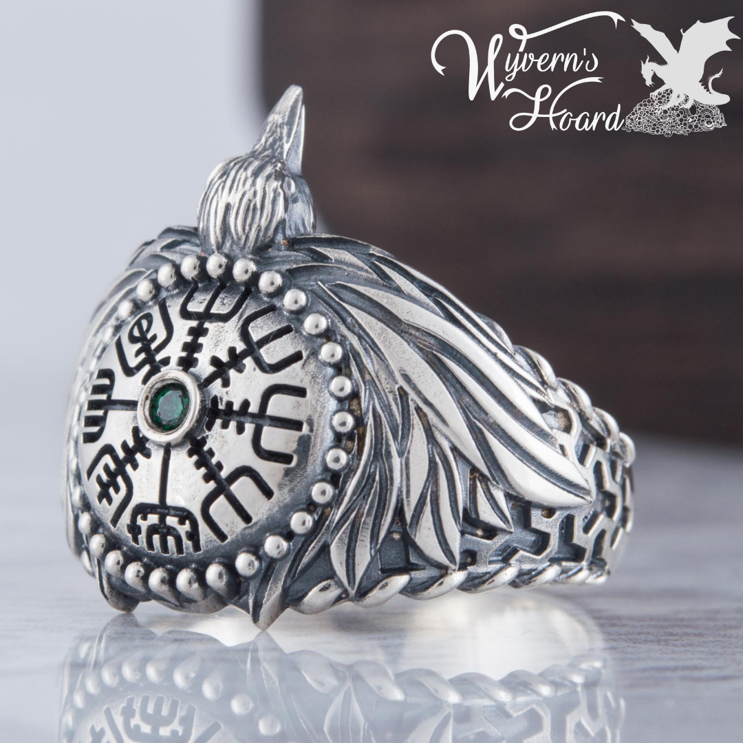Vegvisir Raven Sterling Silver Ring