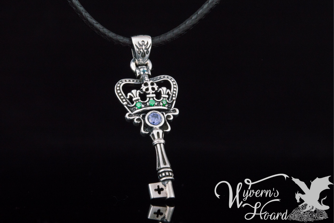 Bejeweled Crown Key Necklace