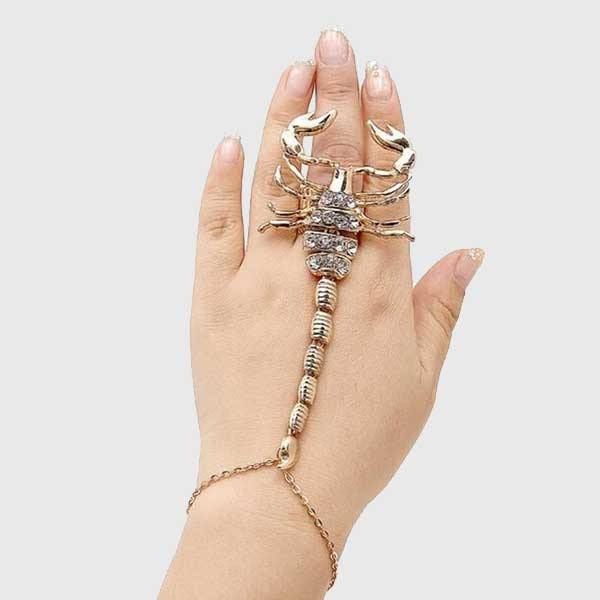 Rhinestone Scorpion Hand Bracelet - Wyvern's Hoard