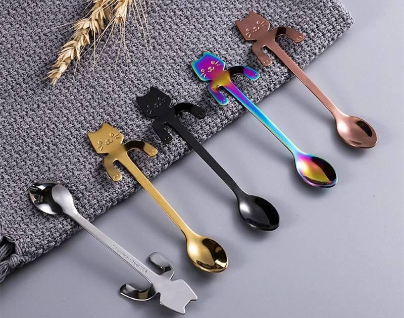 Relaxing Kitty Teaspoons (4 Pieces) - Wyvern's Hoard
