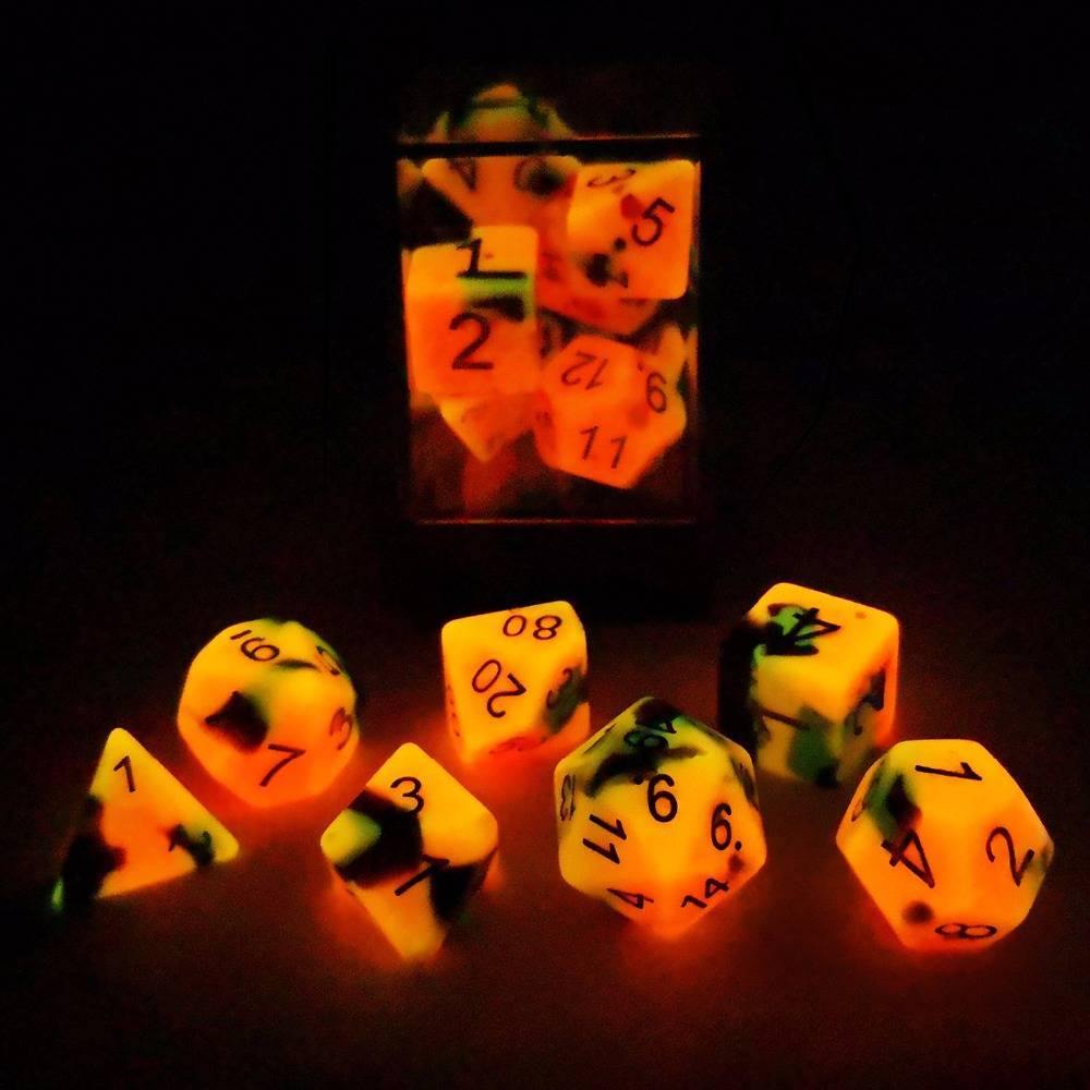 Fire & Ice Glow In The Dark Dice - Wyvern's Hoard