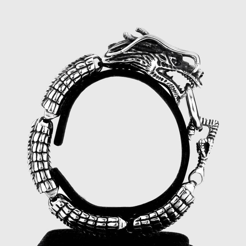 Dragon Stainless Steel Link Bracelet - Wyvern's Hoard